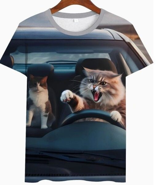 送料無料!Tシャツ【どこみて運転してんだニャン!】欧米L(日本LLサイズ)シャツメンズレディース・おしゃれ・おもしろろ