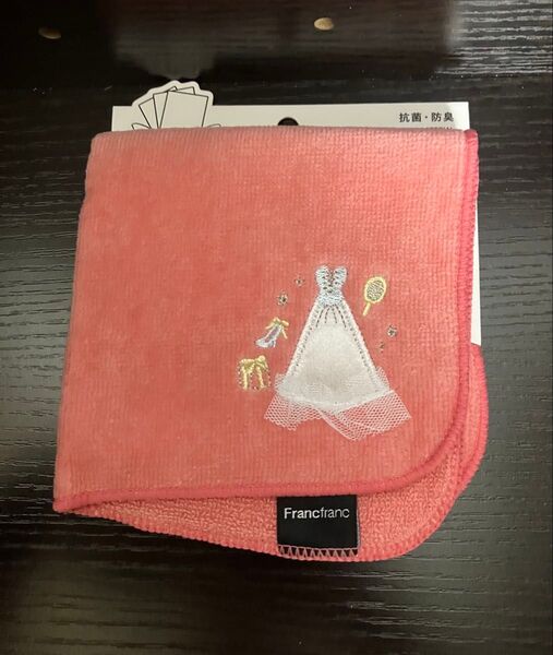 新品未使用 Francfranc バロット 抗菌防臭ハンカチ ドレス PK コットン100% フランフラン ハンドタオル