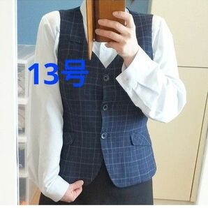 enjoy ネイビーチェック柄ベスト ベストのみ サイズ13号 13号 事務服