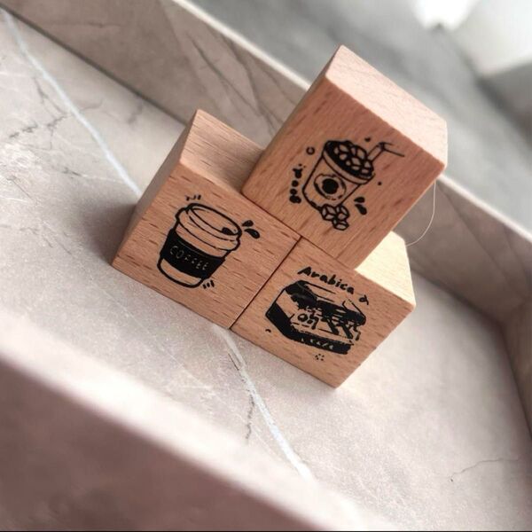 【新品】 木製スタンプ ハンコ カフェ コーヒー ラテ まとめ売り