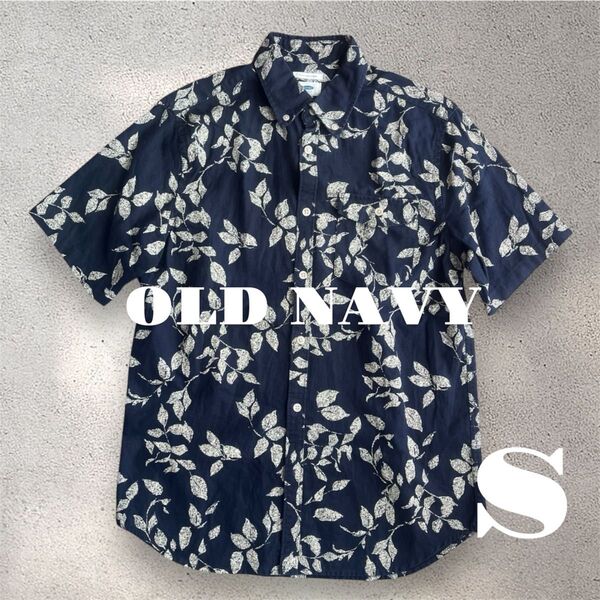 オールドネイビー 柄シャツ 半袖 アロハシャツ 【Sサイズ】 リネン メンズ