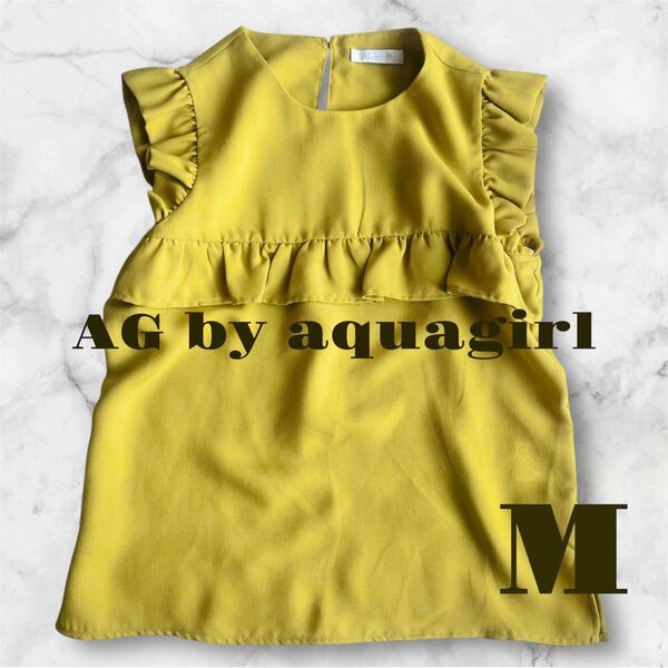 AG by aquagirl ノースリーブ フリル ブラウス 【Mサイズ】 マスタードイエロー エージーバイアクアガール