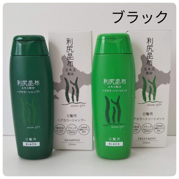 ブラック 利尻昆布白髪用ヘアカラーシャンプー&トリートメント