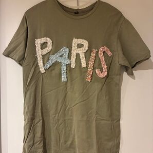 Tシャツ 半袖Tシャツ Paris パール 韓国 カーキ パステルカラー 綿