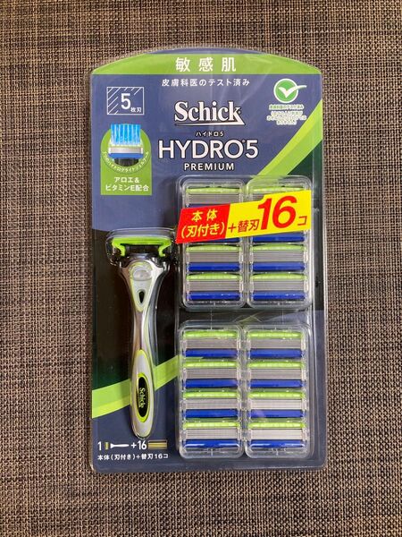 Schick シック ハイドロ5 プレミアム 本体(刃付き) + 替刃16個 5枚歯 敏感肌 髭剃り ひげそり コストコ