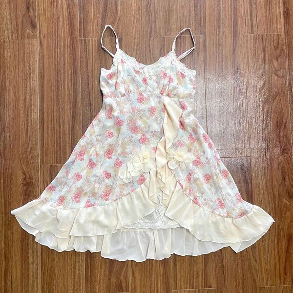 希少アクシーズファム 花柄 シフォン キャミ ミニワンピ バレエコア y2k