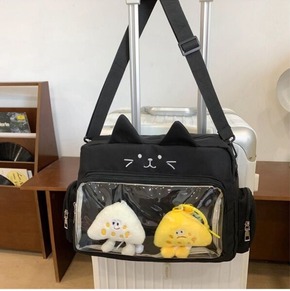 痛バッグ 黒 ショルダーバッグ 斜めがけ 推し活 痛バッグ 推し活 ねこ型