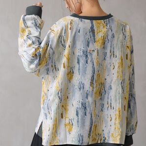 【 ノアール 】 n'or ニュアンス 水彩 アート柄 カットソー トップス