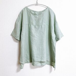 【 ソウルベリー 】 リネン グリーン 緑 3L プルオーバー ブラウス