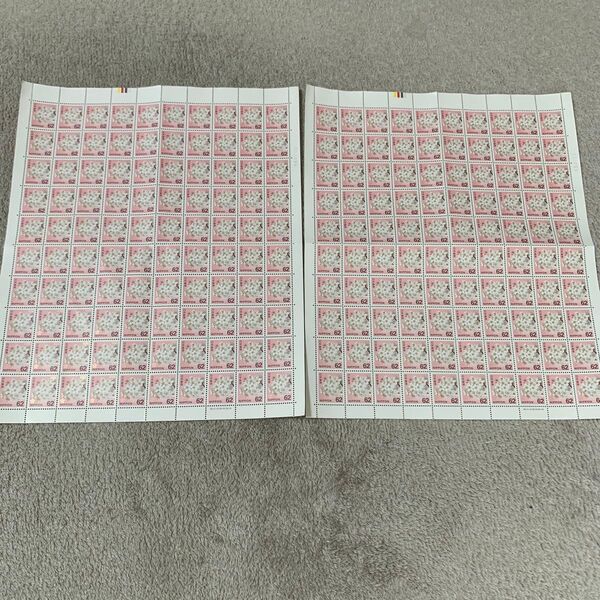 62円切手 100枚 2シート 12400円分 新品未使用品 普通切手 ソメイヨシノ