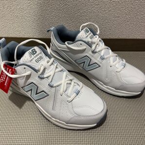 New Balance 608 27cm ホワイト/グレー 水色
