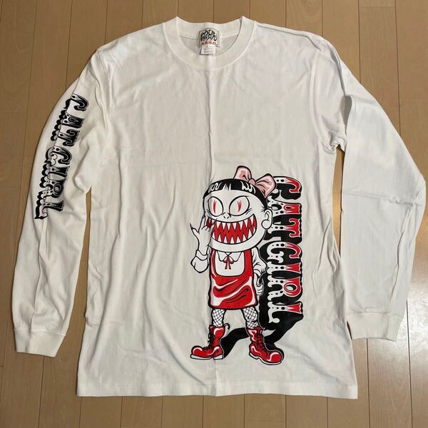 ゲゲゲの鬼太郎 ロングTシャツ 猫娘CAT GIRL 長袖Tシャツ ホワイトロンT ロングTシャツ L 長袖Tシャツ