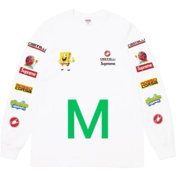 Supreme Sponge Bob Castelli Cycling L/S Tee 白 White
