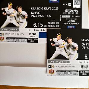 ソフトバンクホークス☆みずほプレミアムシートA☆横浜DeNA☆交流戦☆通路側☆6月15日☆柳田悠岐☆今宮健太☆山川穂高☆周東佑京