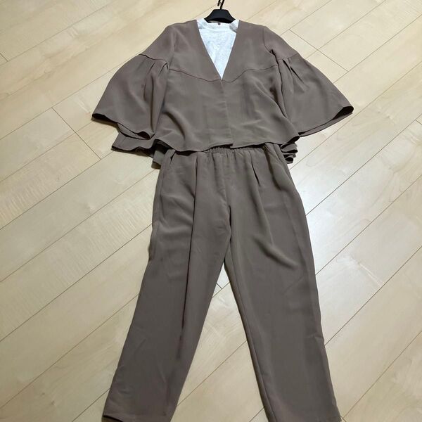 お呼ばれスーツ ブラウン Lサイズ