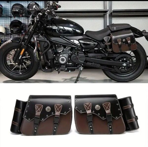 バイクサイドバッグ 左右セット 新品未使用バック 防水PU サドル