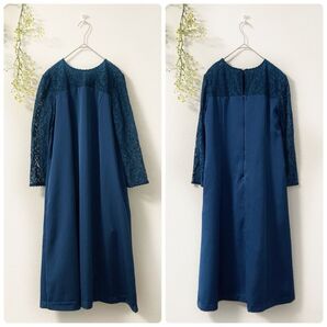 【未使用 タグ付】anySiS エニィスィス フォーマル ドレス レース切替 定価17000円 結婚式 お呼ばれ ミモレ丈 洗える