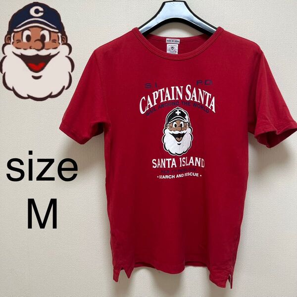 キャプテンサンタ CAPTAIN SANTA Tシャツ カットソー メンズ 男性 Tシャツ 半袖 古着 赤 ビンテージ ロゴ