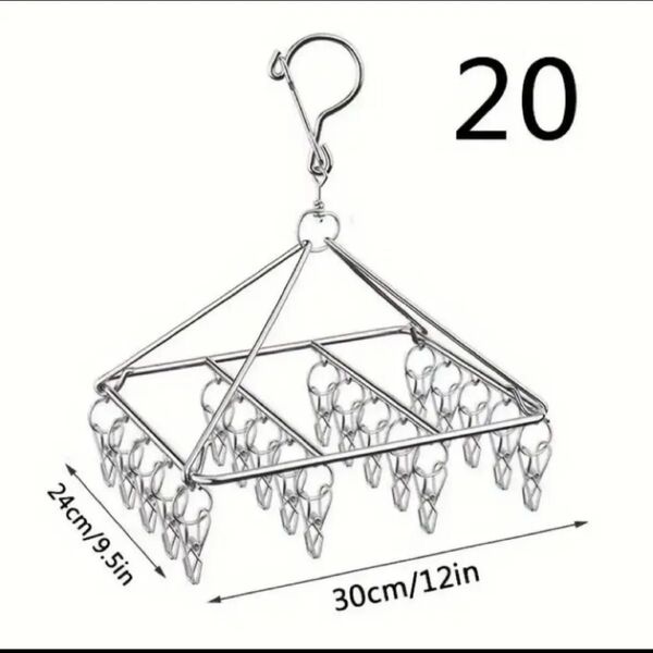 新品★ステンレスピンチハンガー★20ピンチ物干しE