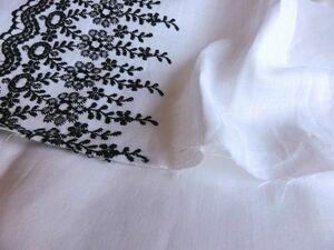  white linen100%* one-side ear black ska la LAP embroidery cloth 