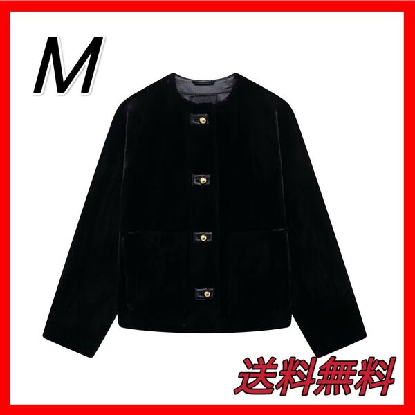冬物セール!フェイクファー シャギー ノーカラージャケット M zara H&M好きな方