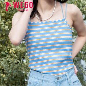 ☆【WEGO】バッククロスカップインキャミソール Sサイズ ウィゴー ブルー ストライプ☆