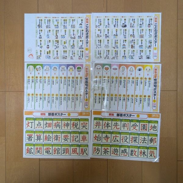 親勉ポスター 国語 部首 慣用句 ことわざ A4サイズ 6枚セット 学習 中学受験