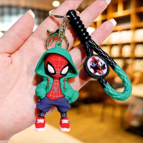 スパイダーマン キーホルダー 緑 グリーン キーリング マーベル ストラップ チャーム