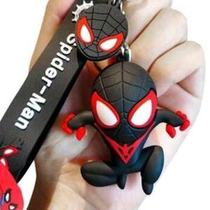 スパイダーマン キーホルダー フィギュア キャラクター チャーム 黒 ブラック
