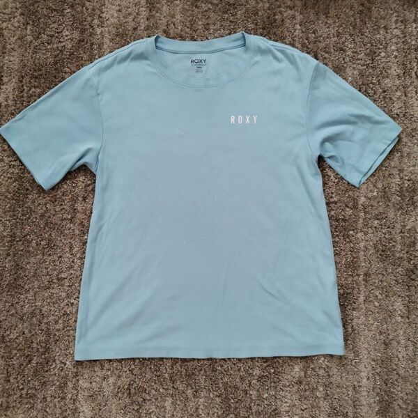 Tシャツ 半袖 トップス ROXY 水色 ワンポイント