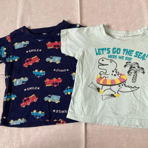 半袖Tシャツ 車 恐竜 90 キッズ 子供服 男の子