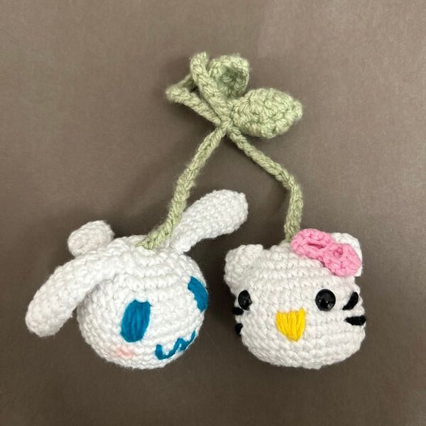 ハローキティ シナモン シナモロール さくらんぼ 手編み ハンドメイド ぬいぐるみ 飾り物