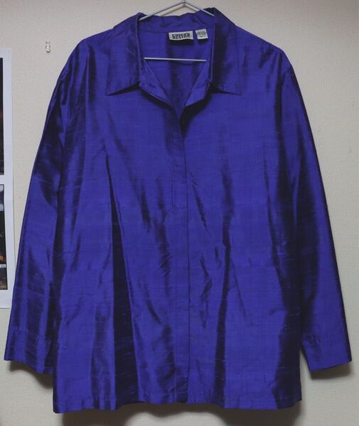 chico's design 長袖シャツ シルクシャツ 紫 トップス アメリカ古着 ジェルボタン used vintage 七部