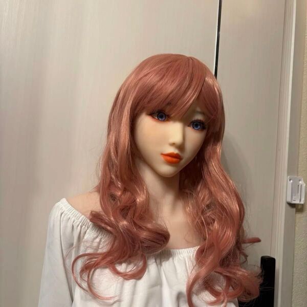 小顔のTPE素材のドールヘッド ピンクヘア 等身大 取付M16ボルト穴タイプ 美少女