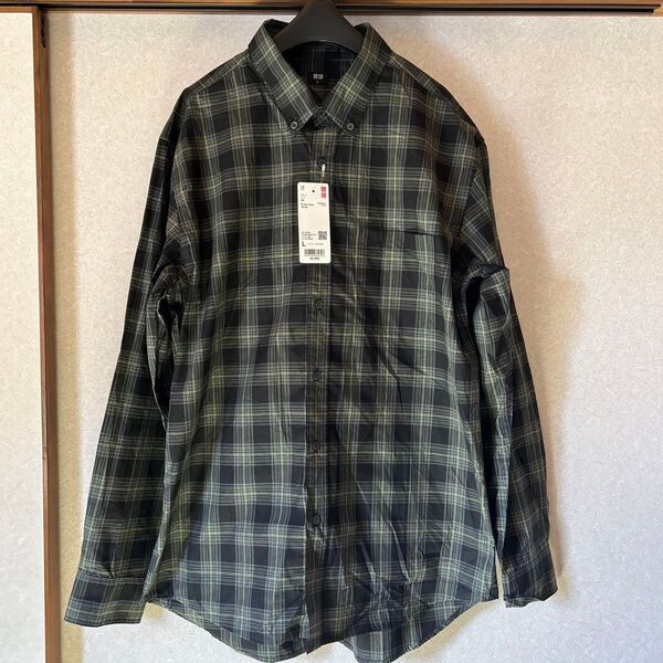 【新品タグ付き】UNIQLO ブロードシャツ ダークグリーン L