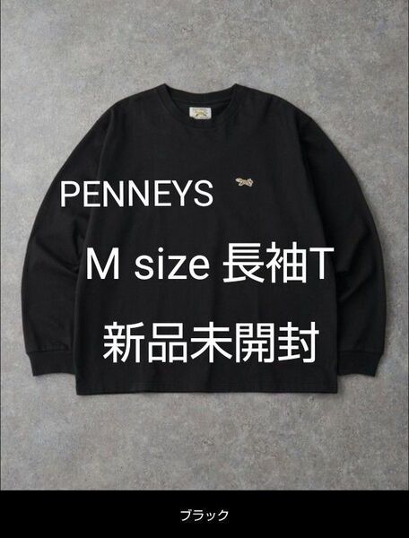 PENNEYS/ペニーズ ワンポイントワッペン刺繍 オーバーサイズ Tシャツ 長袖 黒