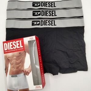 【Sサイズ】DIESEL(ディーゼル) ローライズボクサーパンツ シルバー 3枚セット 男性下着 E7193