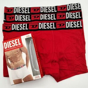 【Lサイズ】DIESEL(ディーゼル) ローライズボクサーパンツ レッド 3枚セット メンズボクサー 男性下着 00ST3V