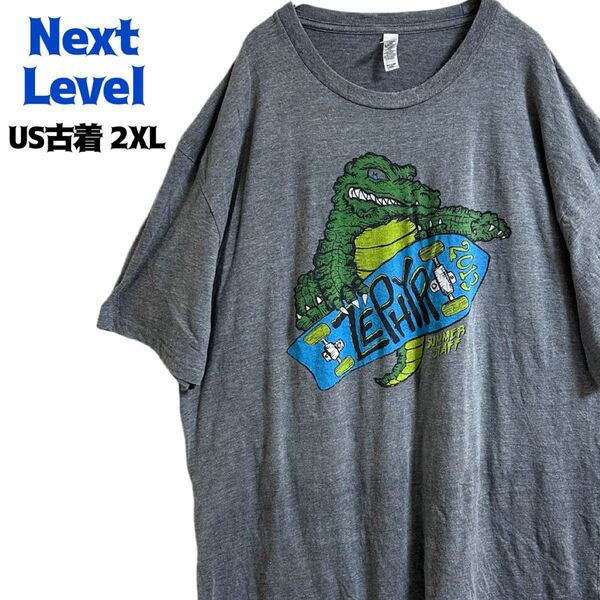US古着 Next Level 半袖Tシャツ プリント スケボー 2XL ゆるだぼ