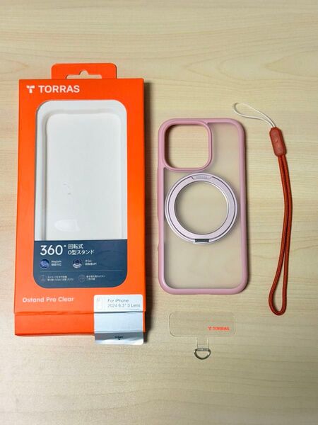 TORRAS UPRO Ostand iPhone 16 Pro 用ケース ピンク 360度回転できるスタント MagSafe対応