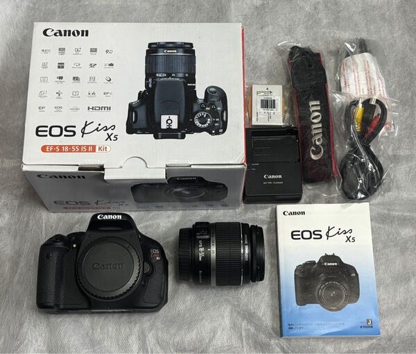 美品 Canon EOS Kiss X5 本体、18-55EF-S ISのセット 付属品あり