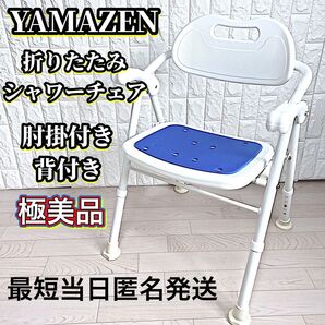 山善 肘掛付き 背付き 折りたたみシャワーチェア 高さ5段階調節 YS-1060