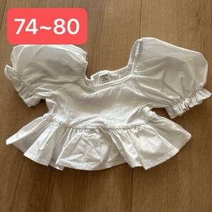 SHEIN シーイン トップス 子供 ベビー 70 80 フリル ブラウス ホワイト 白 半袖