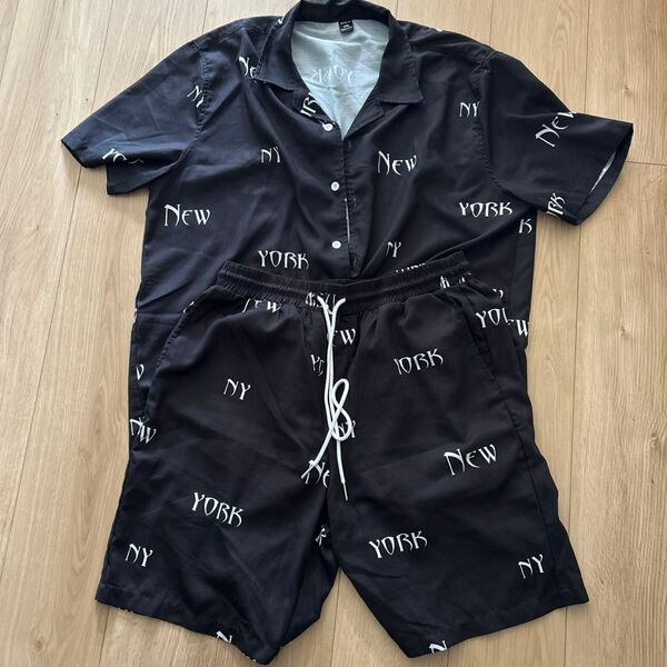 上下セット セットアップ 半袖 ハーフパンツ シャツ SHEIN シーイン メンズ 1XL