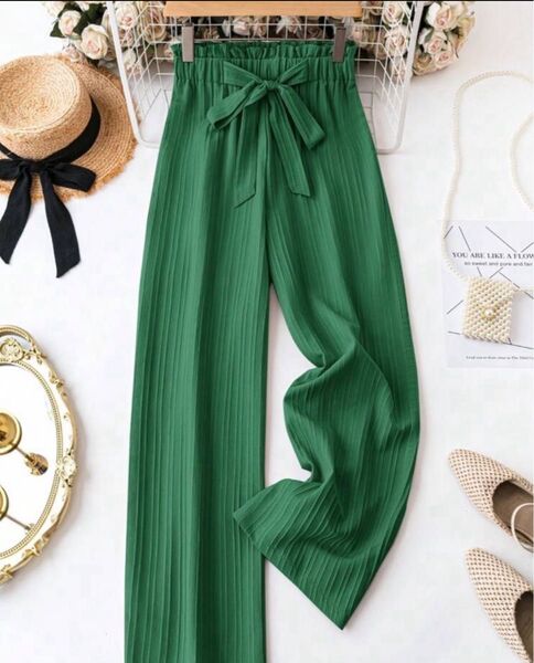 SHEIN シーイン パンツ ワイドパンツ XL グリーン 緑 レディース