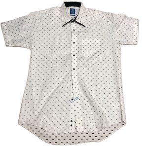 ①brick house by Tokyo shirt 半袖シャツ 総柄 ドット ボタンダウンシャツ ダブルカラー ビジネス