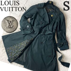 LOUIS VUITTON ルイヴィトン トレンチコート スプリングコート ベルト モノグラム ブランドロゴ 黒mブラック S