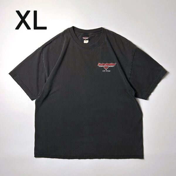 harley-davidson Tシャツ XL ブラック 鬼フェード 刺繍ロゴ