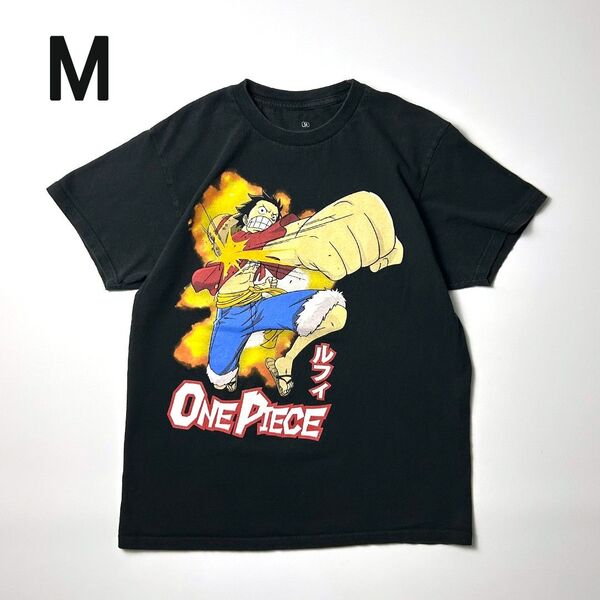 ONE PIECE アニメTシャツ M ブラック ワンピース ルフィ 半袖Tシャツ