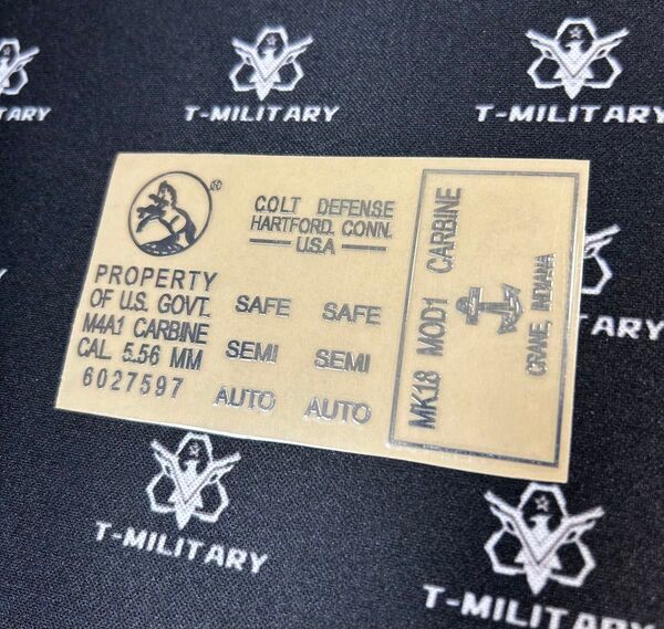 “激安”COLT M4A1 MK18 メタルステッカー 刻印ステッカー エアガン